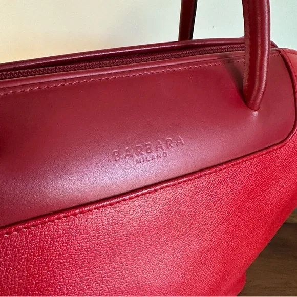 Barbara Milano. Red Leather Handbag. Used - Picture 10 of 10